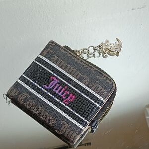 Juicy Couture Black and Brown Wallet with Pink Accents